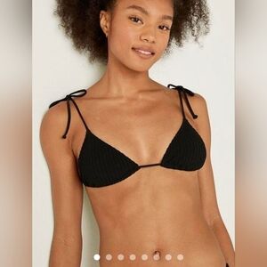 Victoria’s Secret Pink Crinkle Triangle Bikini Top Black NWT Size XXL